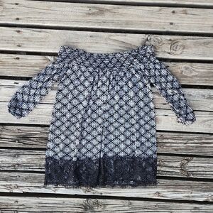 NWT Maurices Black White Off The Shoulder Lace Boho Top Loose Small